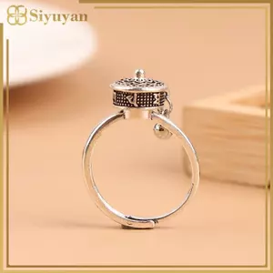 Siyuyan Phật Giáo Tây Tạng Cầu Nguyện Bánh Xe Nhẫn Lu Luân Xa Nhẫn Hoa Sen Mở Có Thể Điều Chỉnh Xoay Nhẫn Quà Tặng VN