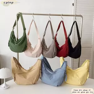 Túi đeo vai CPINCP, Túi đeo chéo nhẹ đơn giản Hàn Quốc, Túi vải thể thao màu trơn dung tích lớn thông thường dành cho nam