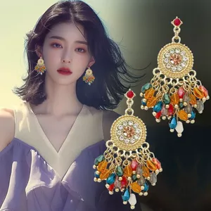 Hàng Ngày Đẹp Siêu Cổ Tích Nhiều Màu Sắc Pha Lê Tua Rua Bông Tai Retro Phong Cách Dân Tộc Bông Tai Thời Trang Bohemian Bông Tai E19862026-6-11