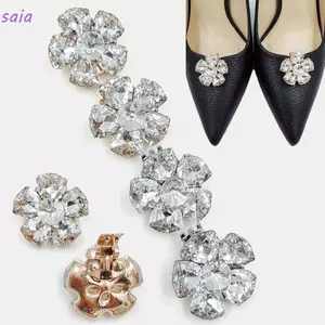 SAIA 1 Cặp Phụ Kiện Khóa Giày Nữ, Kính Hình Mận Sáng Bóng Kim Cương Giả Trang Trí Cao Gót, Kim Loại Thời Trang Có Thể Tháo Rời Giày Charm Khóa Cô Dâu Khóa Giày Cưới