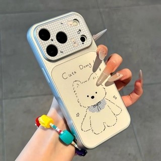 Dễ Thương Màu Xanh Sọc Bib Chó Trường Hợp Điện Thoại Cho iPhone 17 16 15 14 13 12 11 Pro Max 16 15 14 Plus