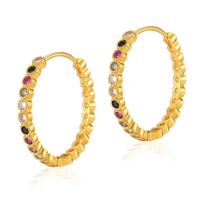 Shuling Vintage Bông Tai Kẻ Sọc Màu Zircons Thời Trang Nữ Khuyên Tai