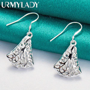 URMYLADY Bạc 925 Rỗng Lĩnh Vực Bông Tai Nữ Tiệc Cưới Thời Trang Quyến Rũ Trang Sức