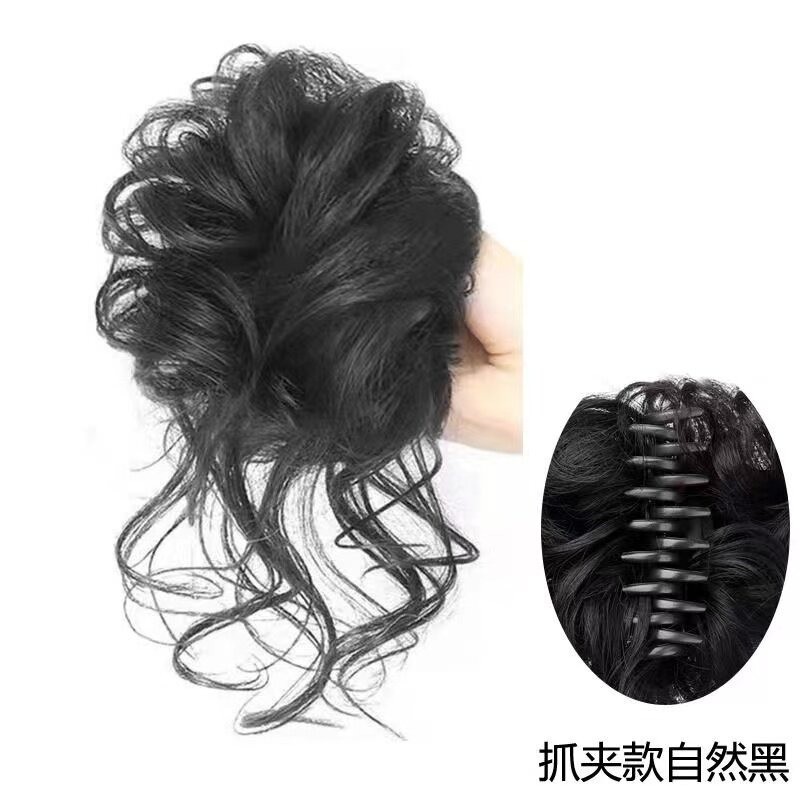 Dây buộc tóc giả búi củ tỏi bồng bềnh tự nhiên, tóc giả tạo kiểu tóc búi丸子头 dễ thương