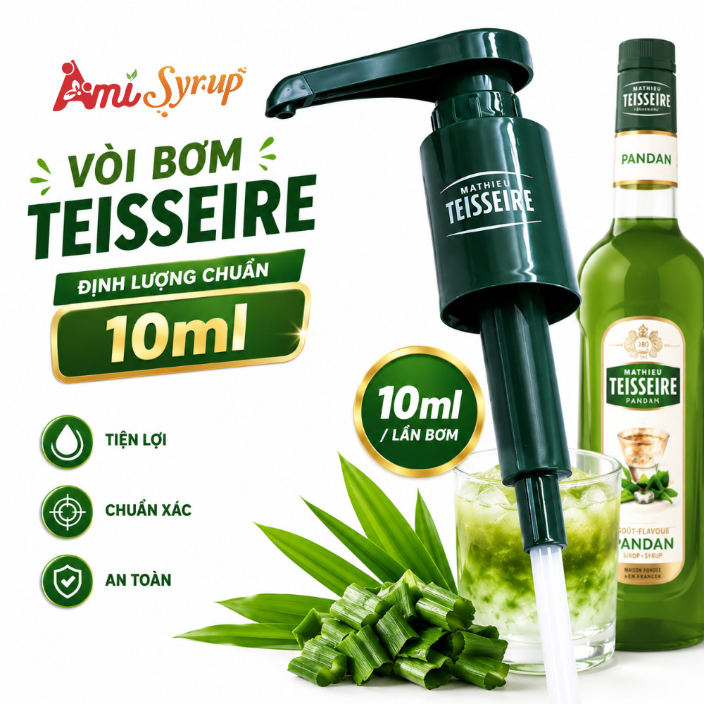 Vòi Bơm (Pump) Siro Teisseire 10ml – Dụng Cụ Pha Chế Chuyên Nghiệp, Định Lượng Chuẩn Xác