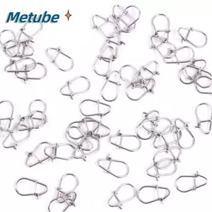 METUBE 100 Chiếc Thùng Xoay, Kẹp Câu Cá Bạc Bằng Thép Không Gỉ, Phụ Kiện Câu Cá Hình Bầu Dục Chia Nhẫn