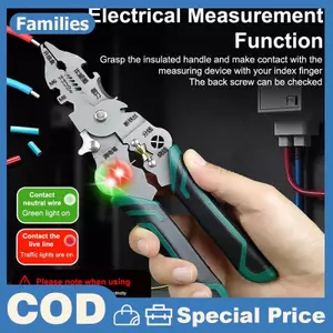 10in1 Dây Có Thể Gập Lại Kìm Kéo Điện Với Đo Điện Kéo Cáp Kéo Cho Dây