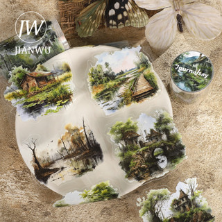JIANWU 80mm * 206cm Vintage Cây Rừng Đầm Vật Liệu Phong Cảnh Cắt Kéo Thêu Sò PET Băng Sáng Tạo DIY Tạp Chí Văn Phòng Phẩm
