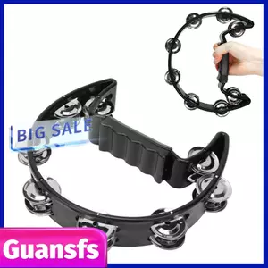 Guansfs Tambourine cho trẻ em Bộ gõ bằng nhựa Tambourines cầm tay với 4 chuông leng keng Chuông hình bán nguyệt Nhạc cụ dành cho người lớn Trường học và bữa tiệc