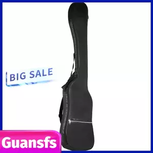 Guansfs Semme Đen Bass Túi Vải Oxford Đàn Guitar Điện Ốp Lưng Dây Đai Có Thể Điều Chỉnh Lớn Túi Khóa Kéo 47.2X15 2.4 Inch Với dày Xốp Cho