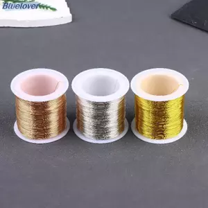 Bluelover 100m / 328ft Dây thép mạ đồng không phai màu Dây điêu khắc kim loại có thể uốn cong để làm đồ trang sức hoa thủ công 0,3 / 0,4 / 0,5mm Mới