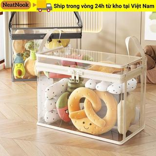 Túi đựng búp bê NEATNOOK, có tay cầm có dây kéo Hộp sắp xếp có thể nhìn thấy trong suốt, Đồ chơi lưu trữ dung lượng lớn chống bụi đa năng