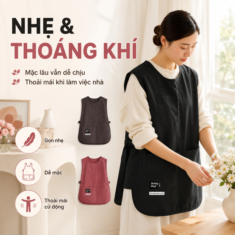 Tạp Dề Chống Nước Chống Dầu Kiểu Vest Có Túi Điều Chỉnh Phù Hợp Nhà Bếp Nail Pha Chế Tiện Dụng Bền Bỉ