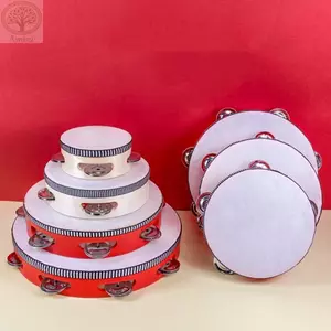Trống Tambourine AMBU, Trống cầm tay bằng kim loại Jingles Trẻ em, Quà tặng bằng gỗ 4 / 6 / 8 / 10 Inch Bộ gõ Nhạc cụ gõ Đồ chơi cho các trò chơi tiệc tùng