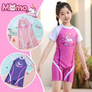 Đồ bơi trẻ em họa tiết hoạt hình kỳ lân dành cho bé gái, đồ bơi một mảnh chống nắng và thoáng khí