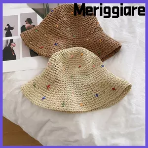 Mũ ống hút kem chống nắng MERIGGIARE, Mũ chống nắng bằng tay trang phục đi biển, Mũ xô đầy màu sắc có thể gập lại sành điệu Mùa hè