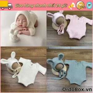 Trang phục trẻ em dệt kim ORDOBOX, Đạo cụ chụp ảnh trẻ sơ sinh dệt kim mềm mại đáng yêu, Cosplay có sẵn hình ảnh Đạo cụ búp bê thỏ nhẹ dễ thương cho các buổi chụp ảnh và cosplay cho bé