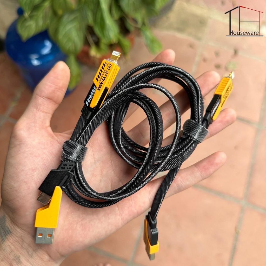 Combo 2 Dây Cáp Sạc Nhanh 65w Chống Gãy Chống Rối 4 Trong 1