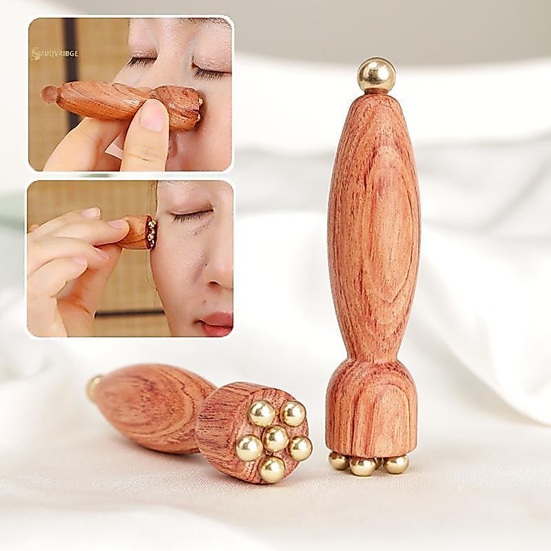 MUQV pod Beauty Professional Brass & Rosewood Facial Gua Sha Tool Eye Relaxation Spot Meridians Acupoint Massage cầm tay n
