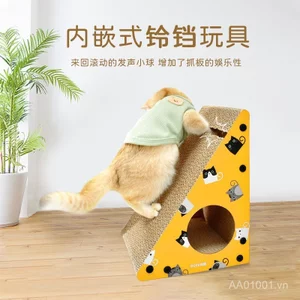 Big Cat Scratch Board Giấy gợn sóng Tam giác nhỏ Cat Scratch Board Cat Claw Mài Đồ chơi miễn phí Cat Grass UVT4