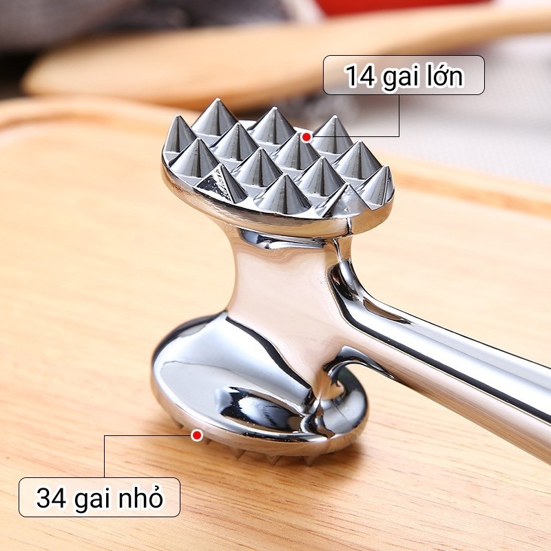 Búa Đập Thịt Gia Dụng Inox 304 Cao Cấp, Làm Mềm Thịt Dễ Dàng, Dùng Cực Bền