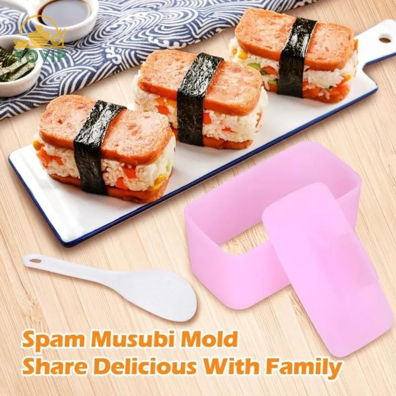 YOVIP Bộ 6 khuôn cơm tam giác Onigiri, 2 máy làm Musubi, 2 viền cơm, 2 khuôn sushi cổ điển