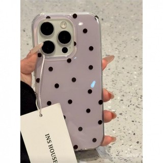 Ốp Điện Thoại Thích Hợp Cho iPhone Màu Tím Đáy Đen Chấm Bi Phong Cách Hàn Quốc 17 / 16 / 15promax / 14 Phong Cách Mới 13 / 12 / 11pro Niche xsmax / xr Sáng Tạo Chống Sốc Lỗ Lớn Bao Gồm Tất Cả Vỏ Bảo Vệ DXKW