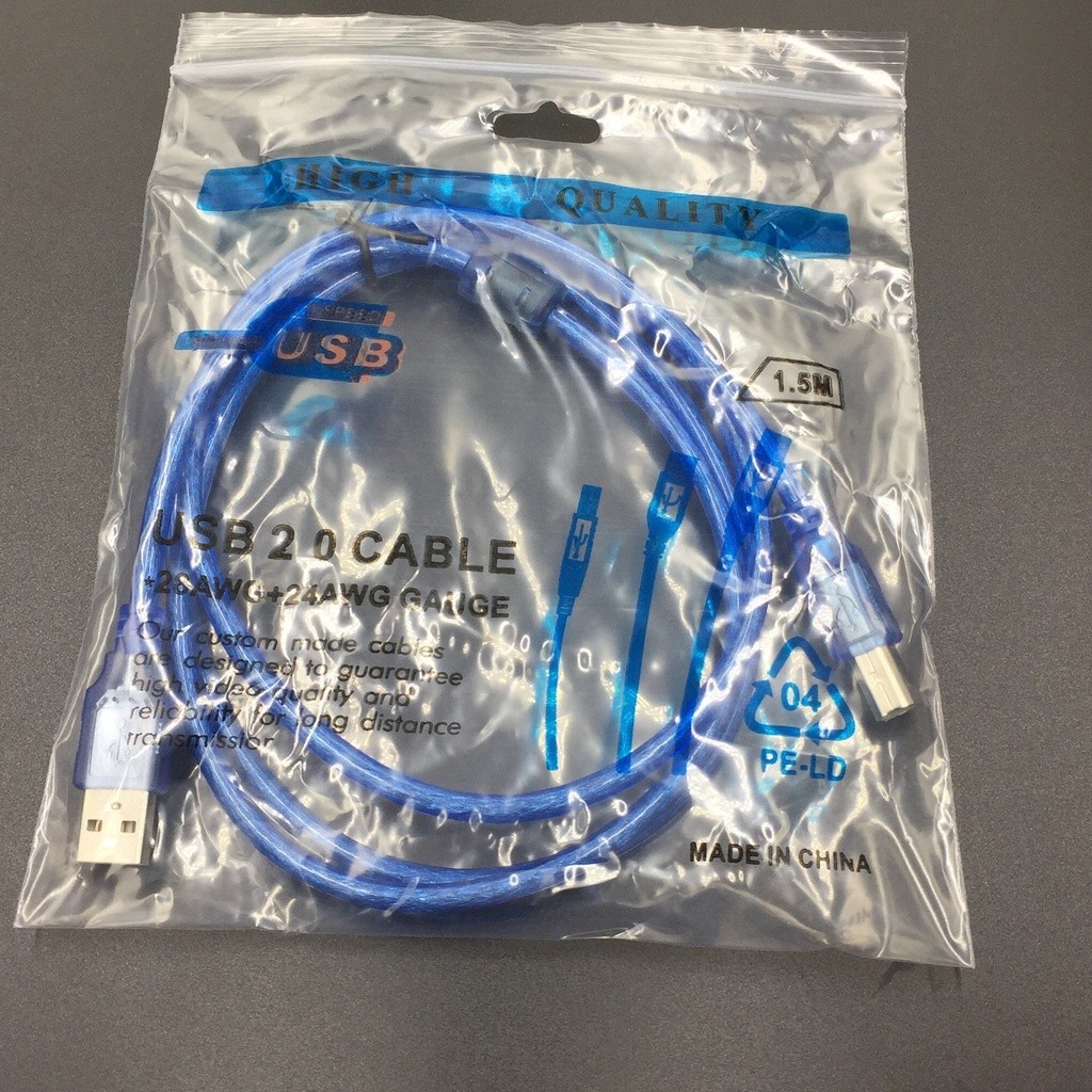 Dây Cáp Máy In Cổng USB Dài 1.5m Hoặc 3m, Tích Hợp Cục Chống Nhiễu, Tín Hiệu Truyền Dẫn Ổn Định, Chất Lượng Cao Cho Văn
