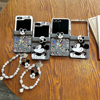 Ốp Điện Thoại Gấp Cho Samsung Galaxy Z Flip7 Flip6 Flip5 Flip4 Flip3 Đáng Yêu Màu Đen Mờ Vòng Tay Mickey Cứng tpu Vỏ Điện Thoại