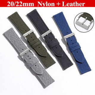 Màu Trơn - Dây Đeo Đồng Hồ Bằng Da Nylon 20 Mm 22 Mm Vintage Dệt Vải Bò Da Đồng Hồ Nam Nữ Phát Hành Nhanh Đồng Hồ Vòng Tay Đen Xám Xanh Xanh Xanh Dương