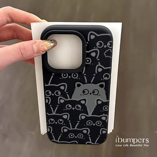 Ibumpers Ốp Điện Thoại Họa Tiết Mèo Dễ Thương Cho iPhone 11 12 13 14 15 16 17 Pro Max Ốp Lưng Silicon Lỏng