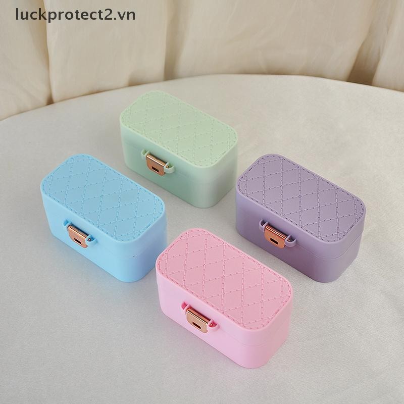 # luckpro # Hộp đựng trang sức di động Bông tai du lịch tại nhà Hộp cổ nữ Hộp nhẫn có hộp trưng bày gương.
