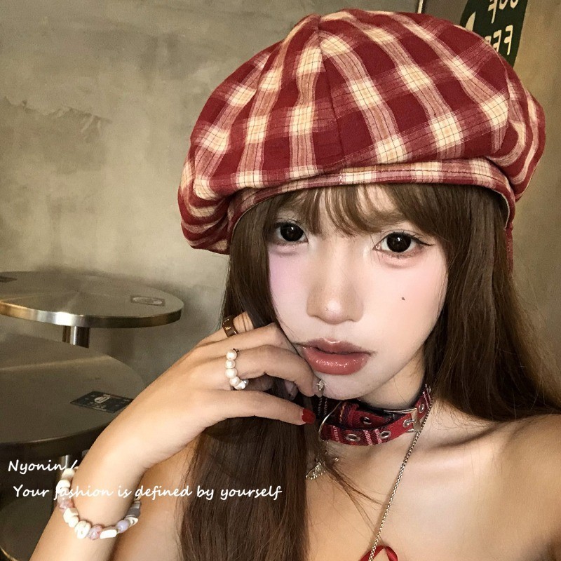 Mũ nồi kẻ sọc cổ điển phong cách Preppy Nhật Bản dành cho nữ