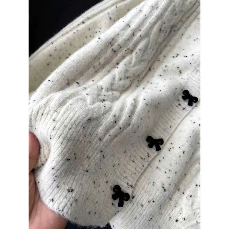 (HÀNG QC LOẠI 1) Áo len cardigan dài tay phối cúc nơ phong cách tiểu thư hàng QCCC XIMIMI SP387