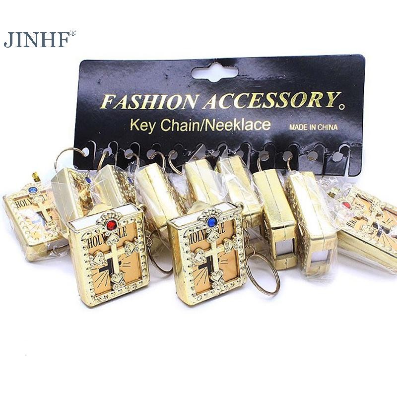 JINHF Sách Kinh Thánh Móc Khóa Trang Sức Deco Quà Tặng Chìa Khóa Mặt Dây Chuyền Thánh Giá Mặt Dây Chuyền HOT