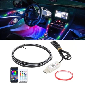 Đèn LED viền nội thất ô tô,Đèn led viền taplo dải Acrylic usb,64 màu RGB nhiều chế độ