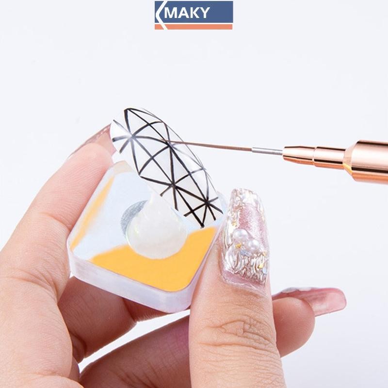 Onetimingcool Nail Liner DIY Vẽ Paing Đường Hoa Sọc Bút 4mm-25mm Tay Cầm Kim Loại Móng Tay Nghệ Thuật Bàn Chải Có Nắp Bàn Chải Móng Tay VN