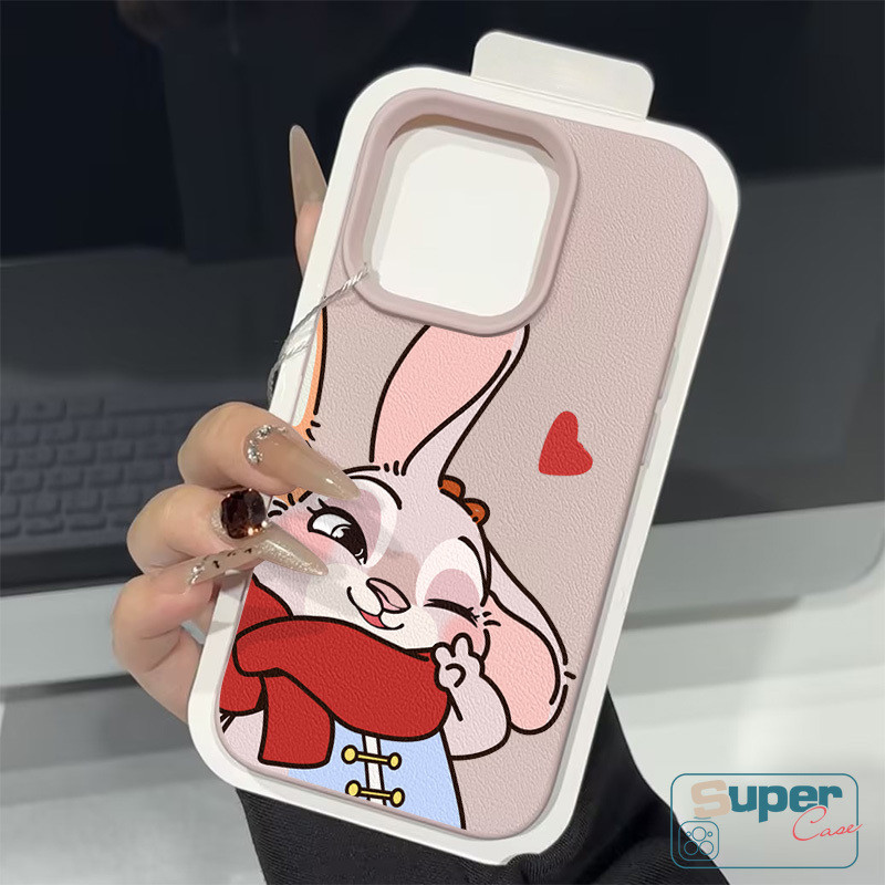 Ốp Lưng Tương Thích Cho IPhone 11 13 16 15 14 12 Pro Max X XS Max XR 14 12 Pro Max 15 14 16 Plus Sáng Tạo Cặp Đôi Khăn Hoạt Hình Dễ Thương Thỏ Cáo Họa Tiết Da Trái Tim