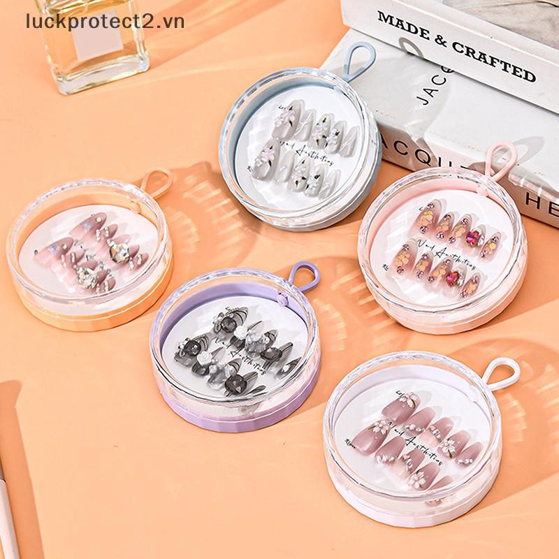 # luckpro # 1 / 6 Chiếc Hộp Đựng Móng Tay Bằng Nhựa Hình Tròn Có Dây Buộc Trong Suốt Bao Bì Móng Tay Phụ Kiện Dụng Cụ Bảo Quản.