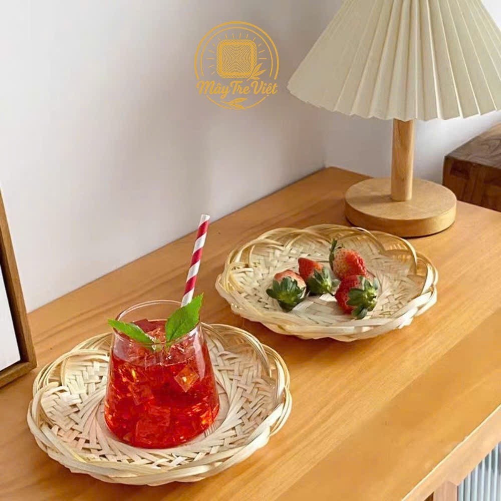 (Kho sỉ) Đĩa tre cánh sen 12cm,15cm,18cm dùng decor trang trí, dựng đồ ăn vặt