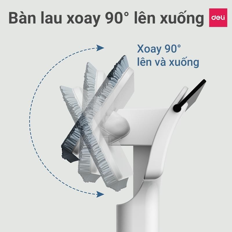Cây Lau Kính Thông Minh Deli - Phun Sương, Gạt Nước Cán Dài 126Cm, Xịt Nước Tiện Lợi, Đầu Xoay 90 Độ