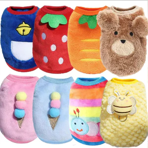 【Ready Stock】 Cartoon Puppy Flannel Warm Cat Cup Puppy Small Milk Blocks Dog Cat Teddy Clothes Dog Vest Pet Supplies 8z23