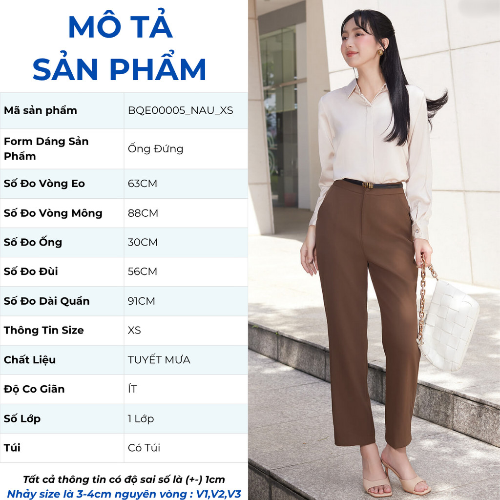 Quần Tây Baggy Nữ GUMAC Kiểu Basic Ống Đứng Có Ủi Ly Vải Tuyết Mưa Cao Cấp Công Sở BQE00005