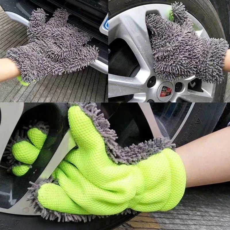 Găng Tay Rửa Xe Xỏ 5 Ngón Siêu Mềm Dễ Dàng Luồng Lách Nơi Hẹp.