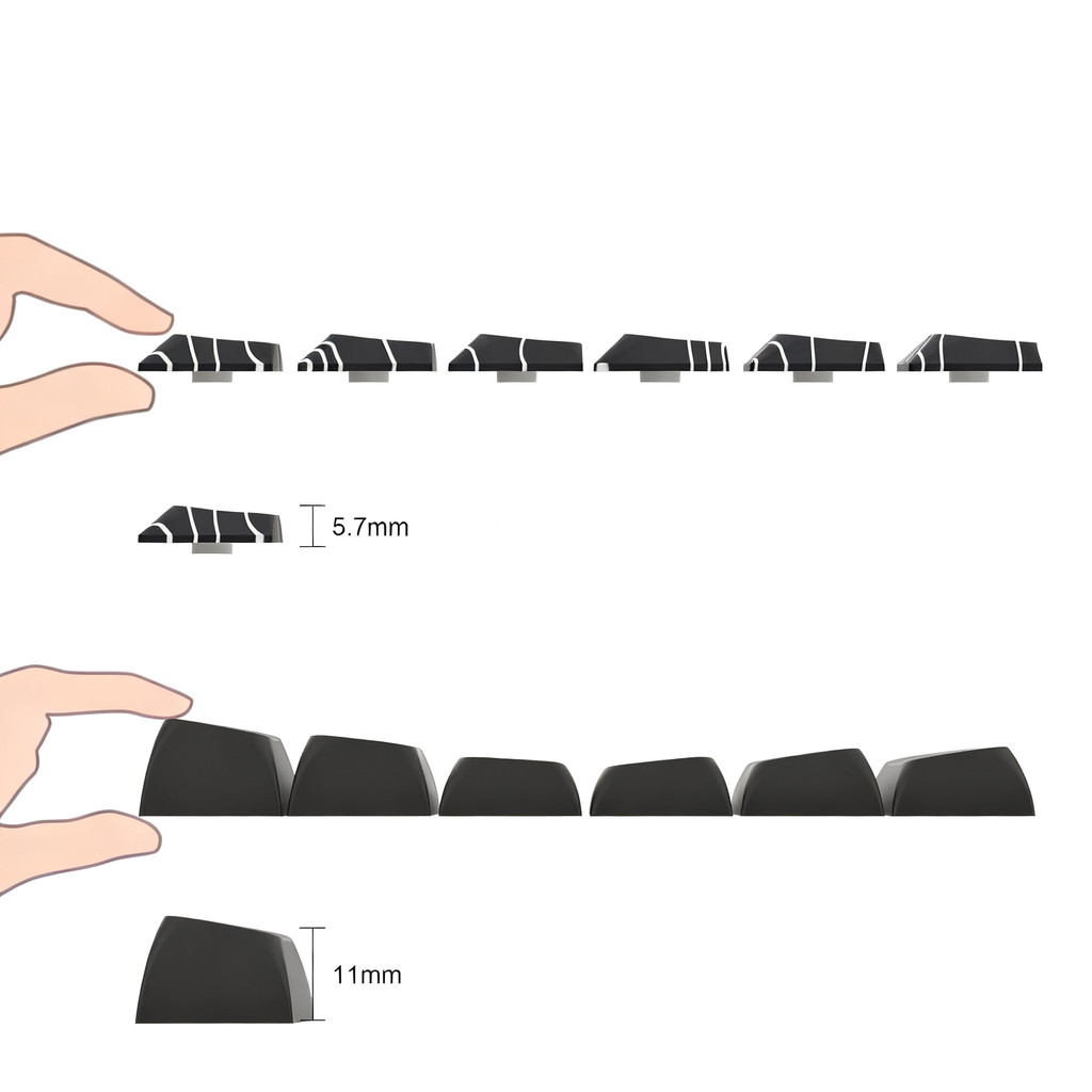 120 phím Cấu hình thấp Keycap màu đen Đường viền năm mặt Thuốc nhuộm phụ PBT Keycaps cho bàn phím cơ | BigBuy360 - bigbuy360.vn