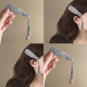 Kẹp tóc thiết kế hình trái tim với kim cương giả, phù hợp dùng hàng ngày ở nhà, văn phòng và ngoại thất