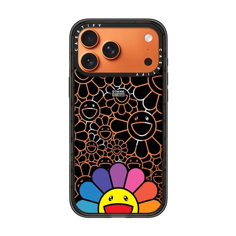 TAKASHI MURAKAMI x CASECASE: FLOWERS BLOOM SMILE (RAINDOW) Vỏ tác động hút từ tính cứng trong suốt cho Apple IPhone 12 13 14 15 16 17 Pro Max Air Plus có hộp