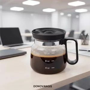 Cốc cà phê thủy tinh trong suốt DONOVANQQ, Nồi cà phê chịu nhiệt 16 Oz, Máy rửa chén dễ dàng vệ sinh an toàn với tỷ lệ Nắp du lịch Cốc trà văn phòng