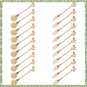 Bộ nĩa tráng miệng, 20 nĩa bánh 4,7 Inch, thìa cà phê, nĩa trái cây, (10 thìa + 10 nĩa)