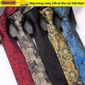 ESSENCEH Cà vạt cổ lụa, Áo cà vạt nam họa tiết điều mỏng, Phong cách Trung Quốc Jacquard Cravat rộng 6cm Bộ đồ cà vạt cổ doanh nhân Tiệc cưới